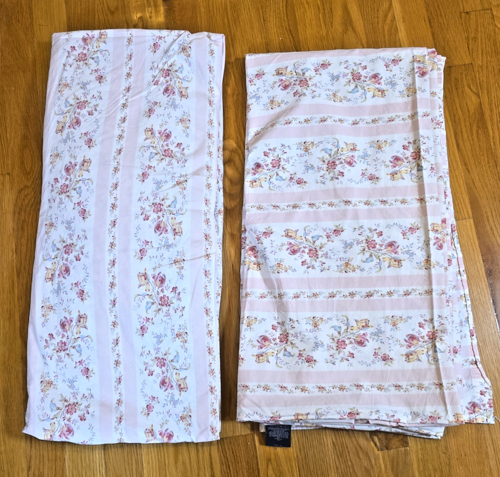 Ralph Lauren Millicent King Sheet Set Pink Floral Stripe Grandmillennial Italy